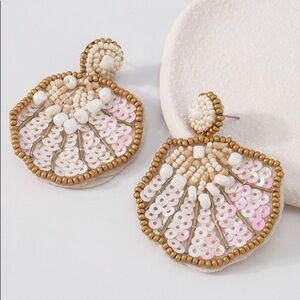 Sequin shell beaded earrings